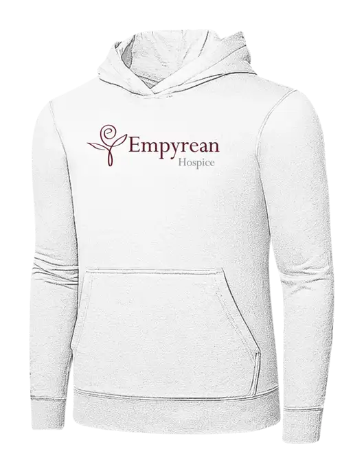White 7.8 oz Ring Spun Hooded Sweatshirt w/Empyrean Hospice Logo