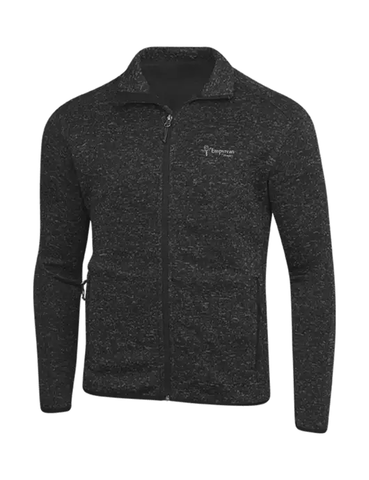 Black Heather Sweater Fleece Jacket w/Empyrean Hospice Logo