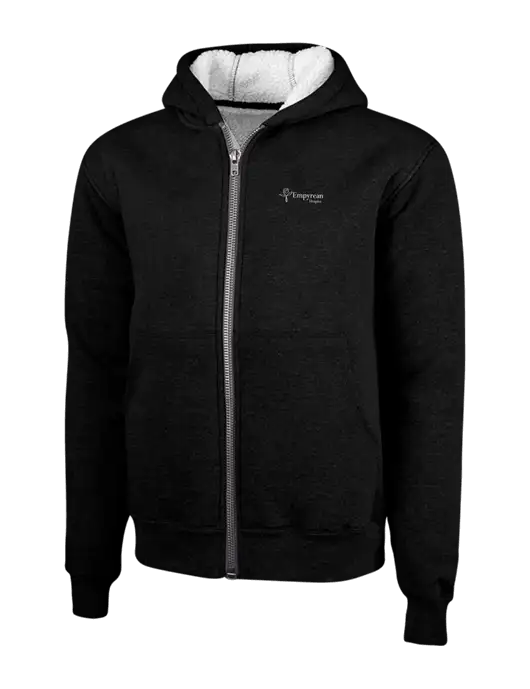 Cornerstone Black Heavyweight Sherpa Lined Hooded Fleece Jacket w/Empyrean Hospice Logo
