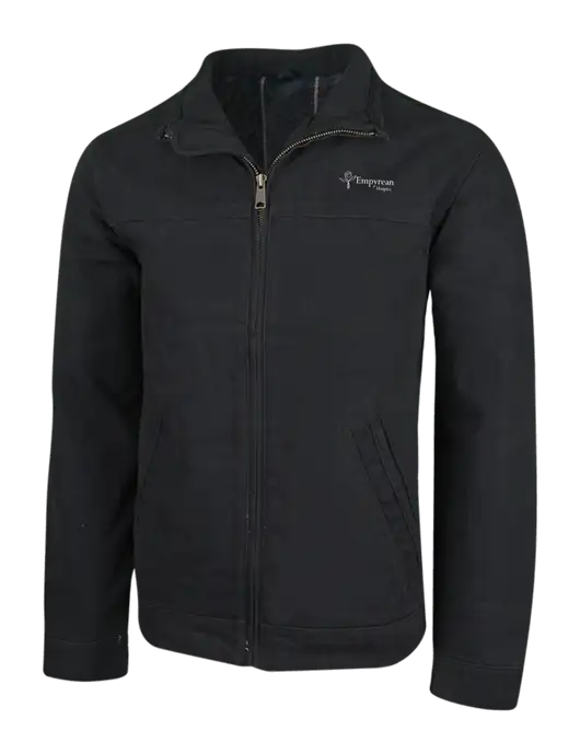 Cornerstone Black Washed Duck Cloth Flannel Lined Work Jacket w/Empyrean Hospice Logo