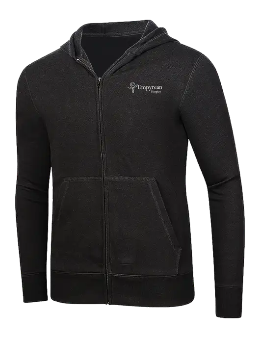 Full-Zip Black Heavyweight Hooded Sweatshirt w/Empyrean Hospice Logo