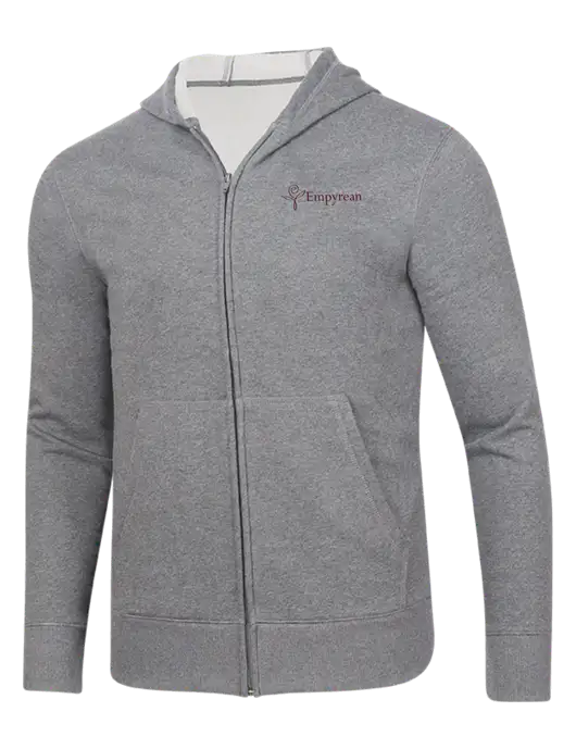 Full-Zip Medium Grey Heather Heavyweight Hooded Sweatshirt w/Empyrean Hospice Logo