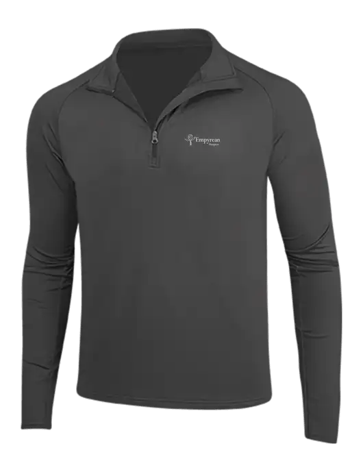 Charcoal Grey Sport Wick Stretch 1/4 Zip Pullover w/Empyrean Hospice Logo