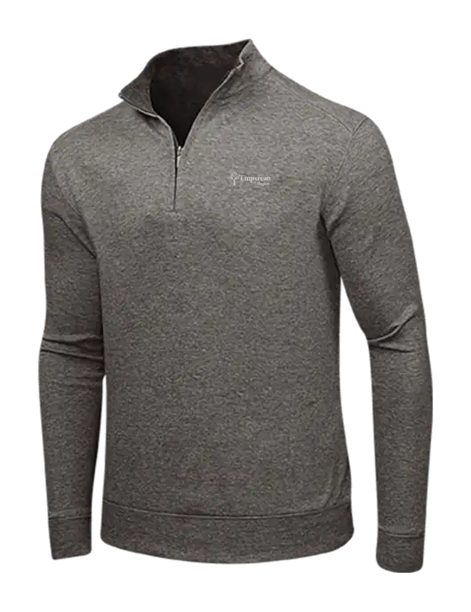 Charcoal Heather/Medium Heather Grey Interlock 1/4 Zip w/Empyrean Hospice Logo