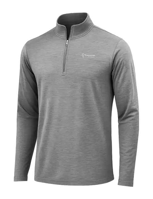 Dark Grey Heather Posicharge Tri-Blend Wicking 1/4 Zip Pullover w/Empyrean Hospice Logo