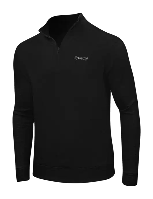 Deep Black/Charcoal Heather Interlock 1/4 Zip w/Empyrean Hospice Logo
