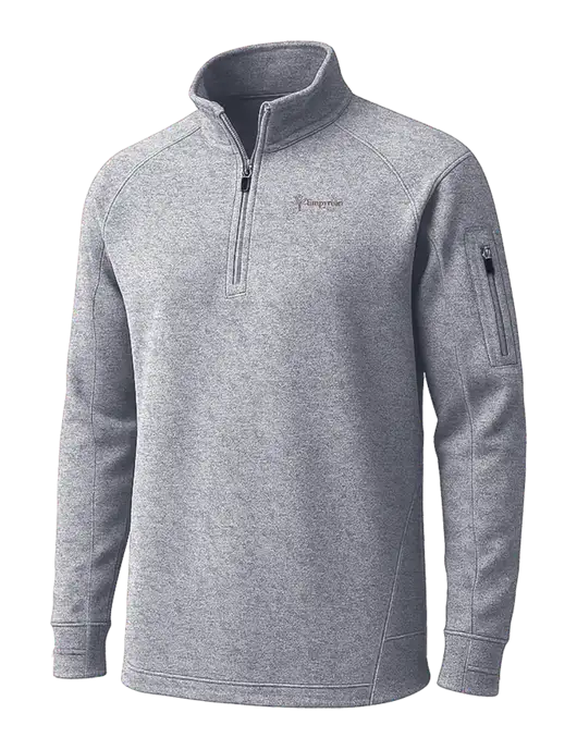 Grey Heather Tech Fleece 1/4 Zip Pullover w/Empyrean Hospice Logo