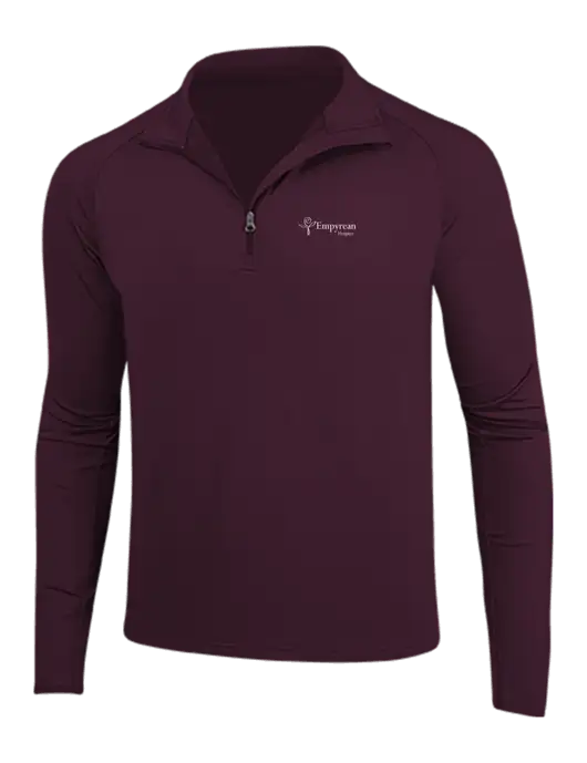 Maroon Sport Wick Stretch 1/4 Zip Pullover w/Empyrean Hospice Logo