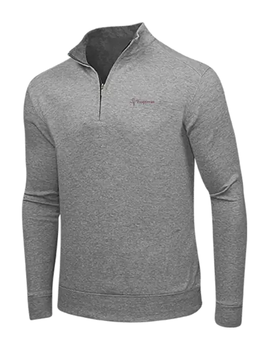 Medium Heather Grey/Charcoal Heather Interlock 1/4 Zip w/Empyrean Hospice Logo