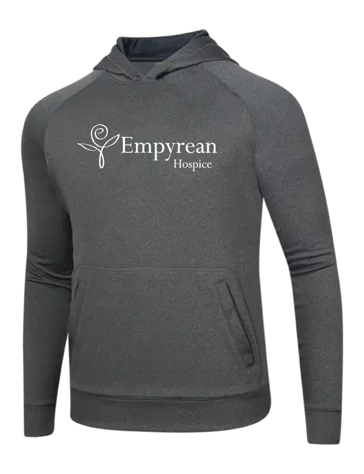 Tech Graphite Heather Fleece Hooded Sweatshirt w/Empyrean Hospice Logo