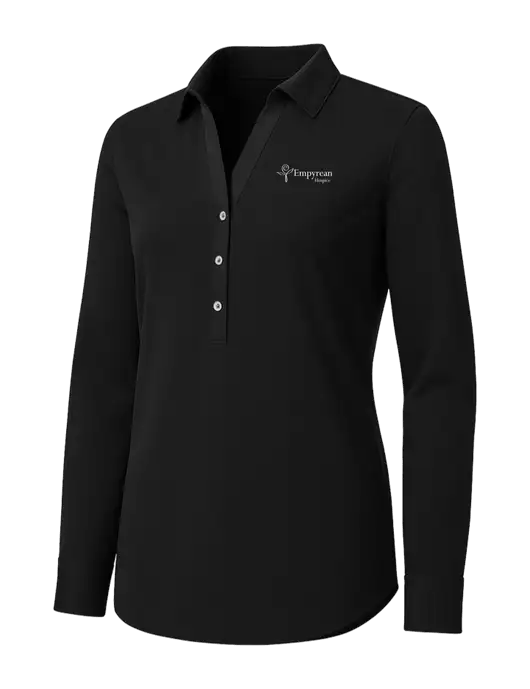Womens Black City Stretch Shirt w/Empyrean Hospice Logo