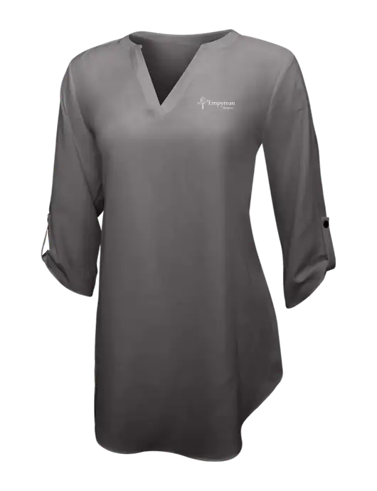 Dark Grey Womens 3/4 Sleeve Tunic Blouse w/Empyrean Hospice Logo