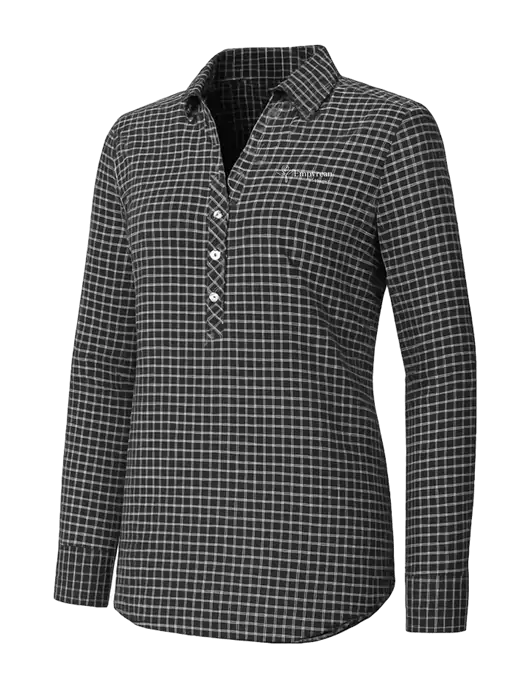 Womens Dark Grey/White City Stretch Shirt w/Empyrean Hospice Logo