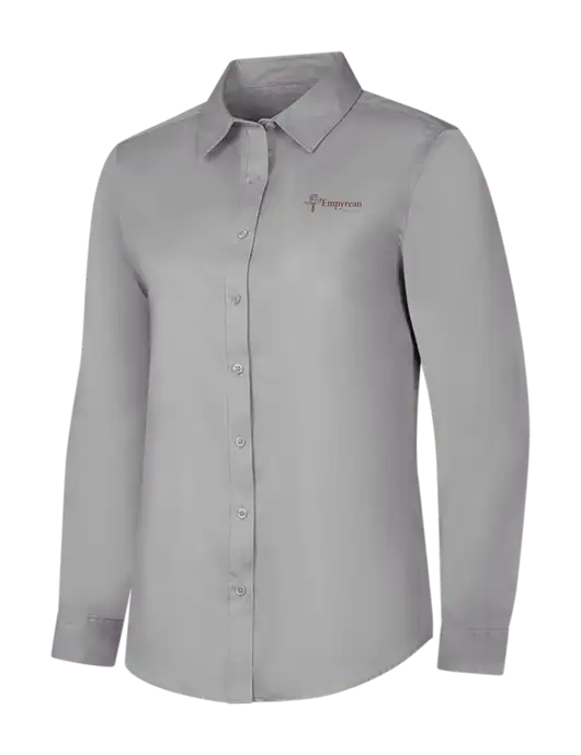 Light Grey Womens Long Sleeve Superpro React Twill Shirt w/Empyrean Hospice Logo