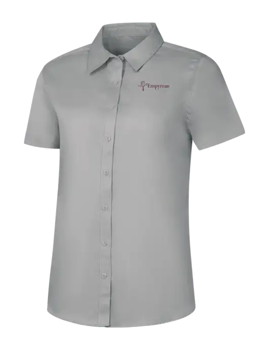 Womens Light Grey Short Sleeve Superpro React Twill Shirt w/Empyrean Hospice Logo