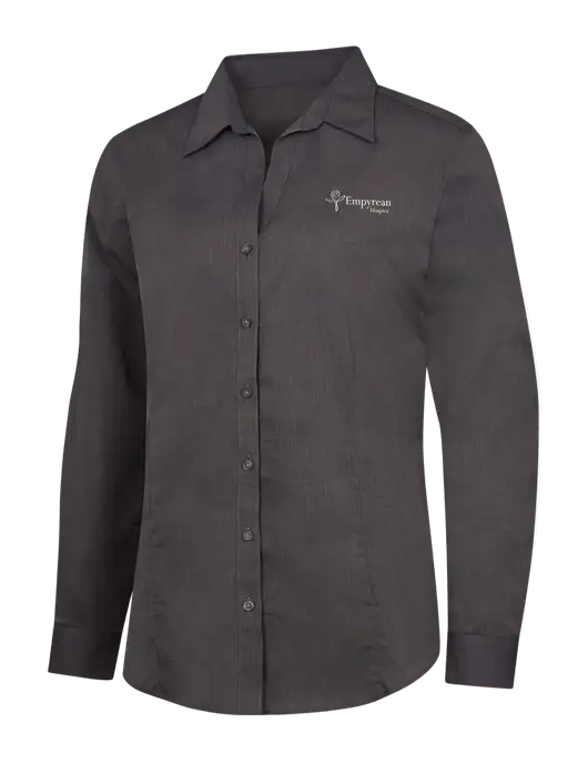 Womens Soft Black Crosshatch Easy Care Shirt w/Empyrean Hospice Logo