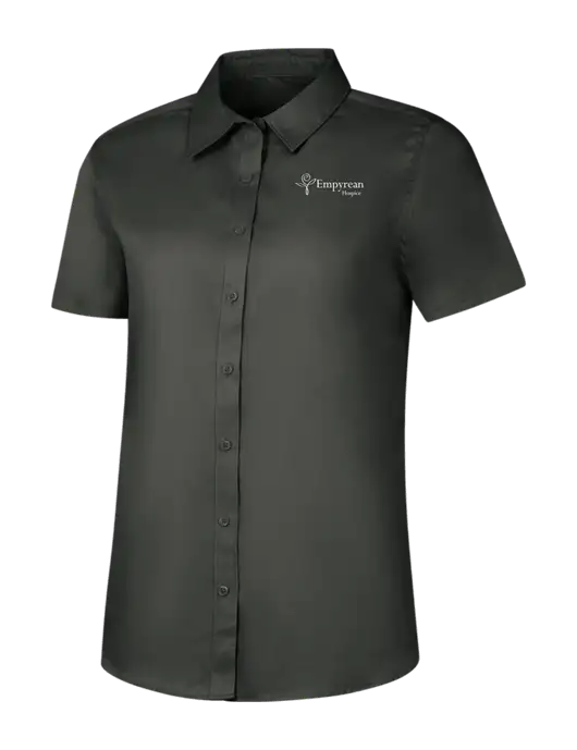 Womens Dark Grey Short Sleeve Superpro React Twill Shirt w/Empyrean Hospice Logo