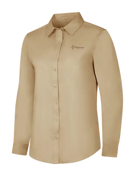 Dark Tan Womens Long Sleeve Superpro React Twill Shirt w/Empyrean Hospice Logo