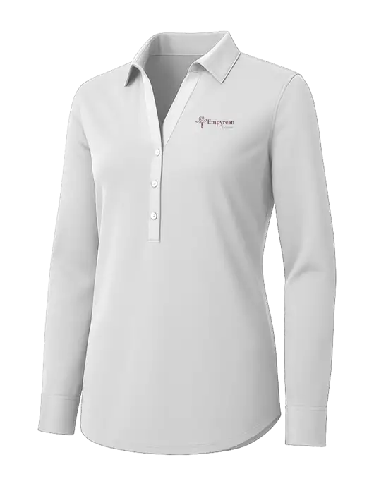 Womens White City Stretch Shirt w/Empyrean Hospice Logo
