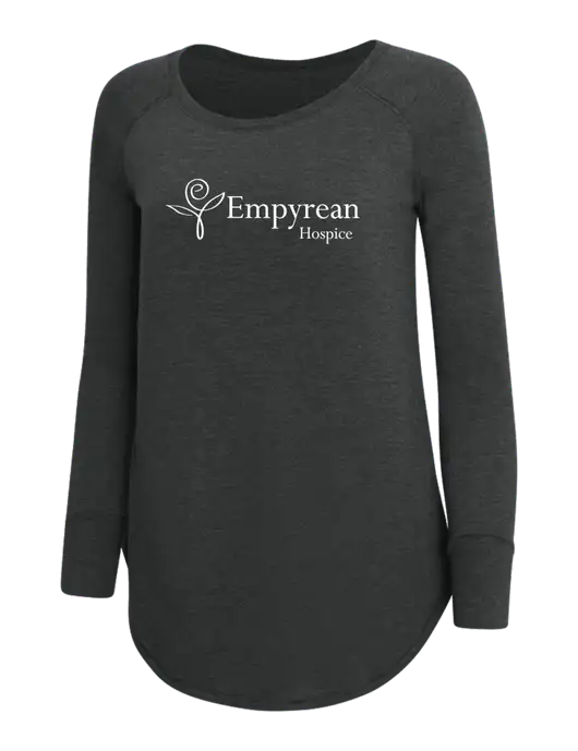 Womens Perfect Wide Collar Tunic Tri-Blend Black Frost 4.5 oz T-Shirt w/Empyrean Hospice Logo