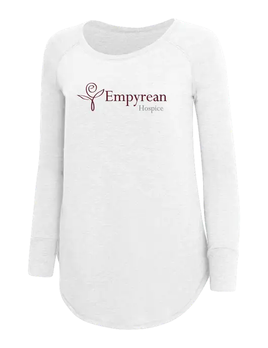 Womens Perfect Wide Collar Tunic Tri-Blend White 4.5 oz T-Shirt w/Empyrean Hospice Logo