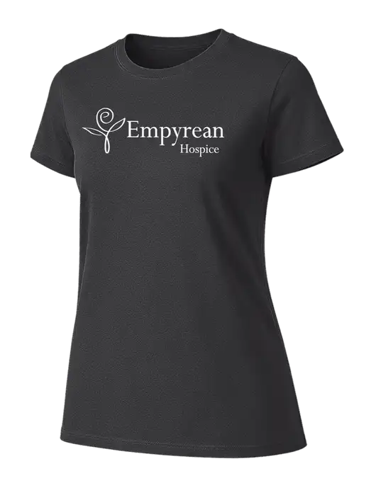 Womens Ring Spun Charcoal 4.5 oz T-Shirt w/Empyrean Hospice Logo