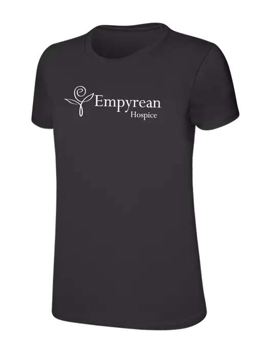Womens Ring Spun Charcoal 4.5 oz T-Shirt w/Empyrean Hospice Logo