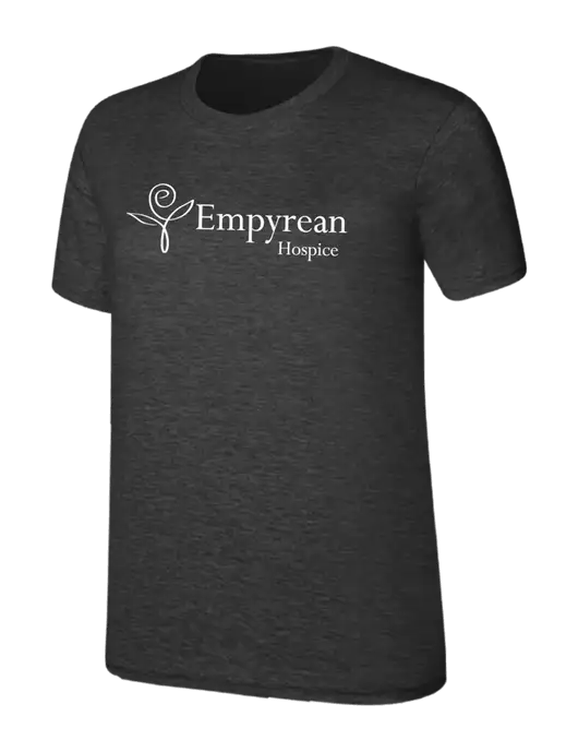 Womens Ring Spun Dark Heather Grey 4.5 oz T-Shirt w/Empyrean Hospice Logo