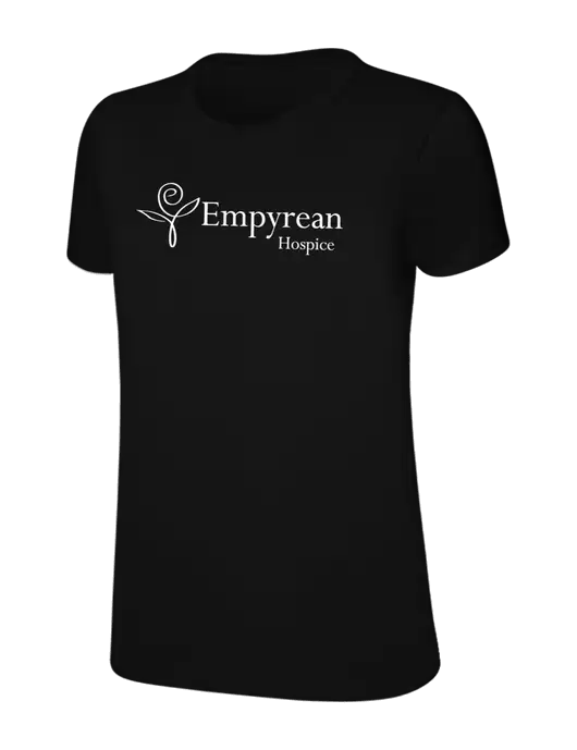 Womens Ring Spun Jet Black 4.5 oz T-Shirt w/Empyrean Hospice Logo