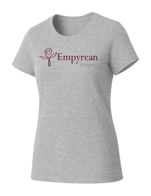 Womens Seriously Soft Light Heathered Grey T-Shirt w/Empyrean Hospice Logo