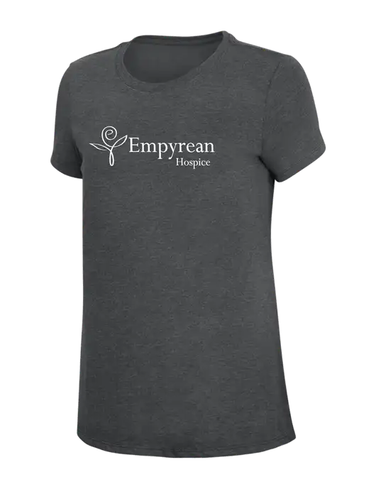 Womens Simply Soft Charcoal 4.5oz Poly/Combed Ring Spun Cotton T-Shirt w/Empyrean Hospice Logo