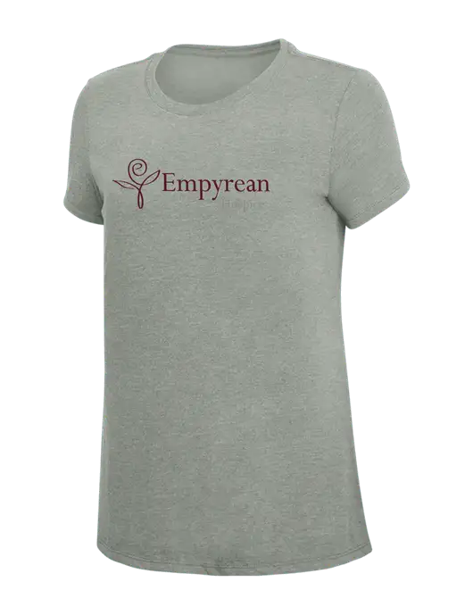 Womens Simply Soft Grey Frost 4.5oz  Poly/Combed Ring Spun Cotton T-Shirt w/Empyrean Hospice Logo