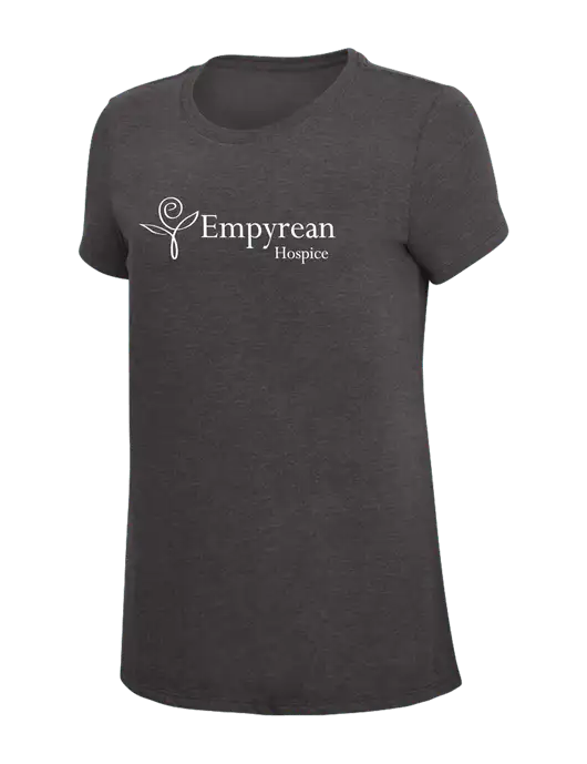 Womens Simply Soft Heather Charcoal 4.5oz  Poly/Combed Ring Spun Cotton T-Shirt w/Empyrean Hospice Logo