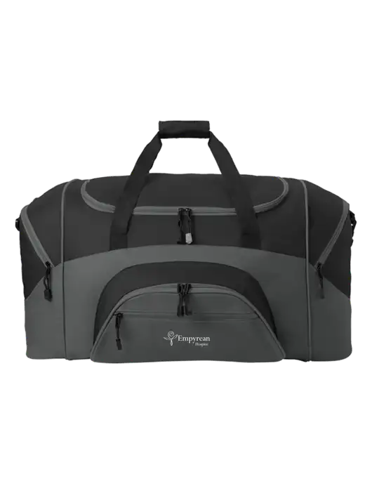 Standard Colorblock Black/Dark Grey Sport Duffel w/Empyrean Hospice Logo
