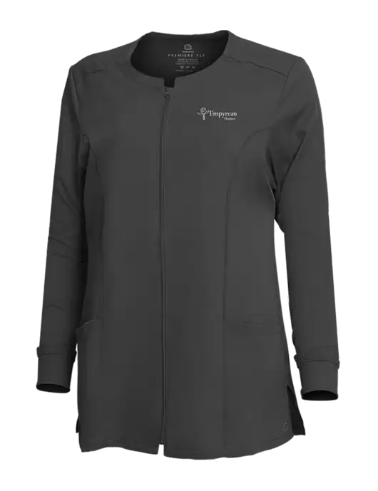 Wink Pewter Womens Premiere Flex Full-Zip Scrub Jacket w/Empyrean Hospice Logo