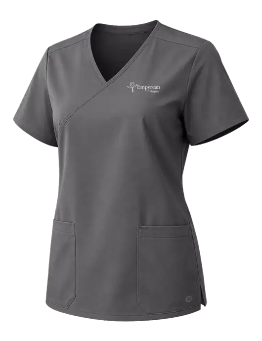 Wink Pewter Womens WorkFlex Mock Wrap Top w/Empyrean Hospice Logo