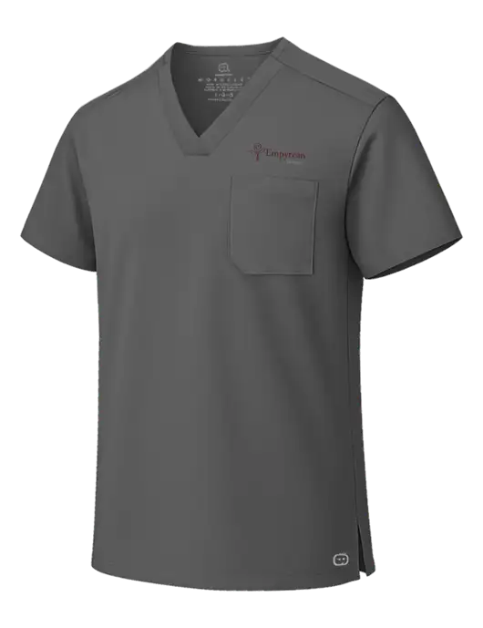 Wink Pewter Unisex WorkFlex Chest Pocket V-Neck Top  w/Empyrean Hospice Logo