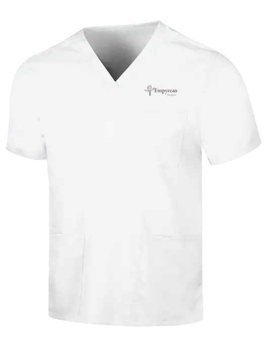 Wink White Mens Premiere Flex V-Neck Top w/Empyrean Hospice Logo