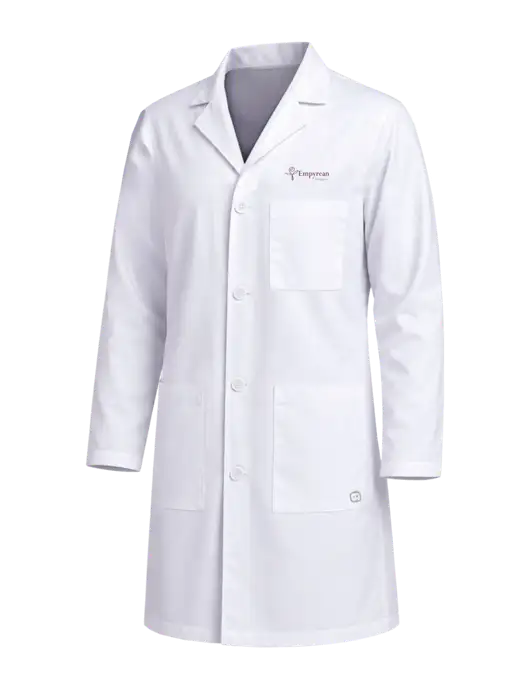 Wink White Mens Long Lab Coat w/Empyrean Hospice Logo