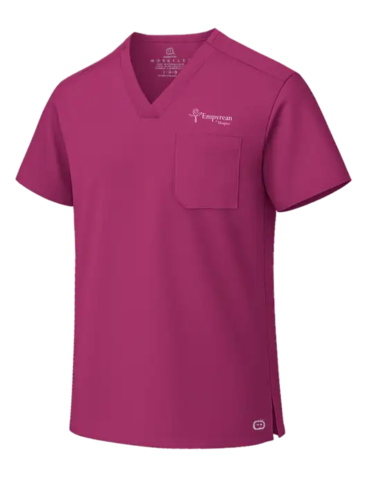 Wink Wine Unisex WorkFlex Chest Pocket V-Neck Top  w/Empyrean Hospice Logo