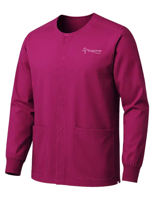 Wink Wine Unisex WorkFlex Snap-Front Scrub Jacket w/Empyrean Hospice Logo