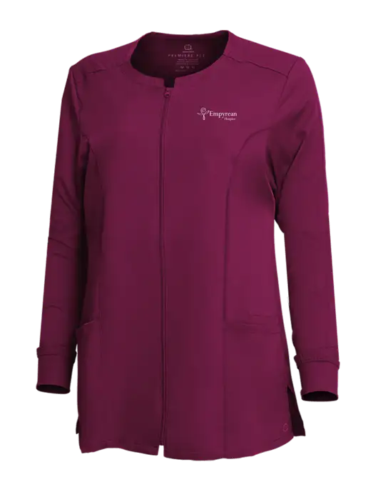 Wink Wine Womens Premiere Flex Full-Zip Scrub Jacket w/Empyrean Hospice Logo