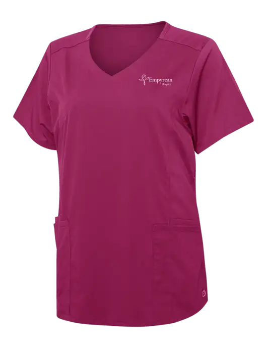 Wink Wine Womens Premiere Flex Mock Wrap Top w/Empyrean Hospice Logo