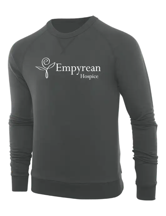 Allmade Charcoal Grey Organic French Terry Crewneck Sweatshirt w/Empyrean Hospice Logo
