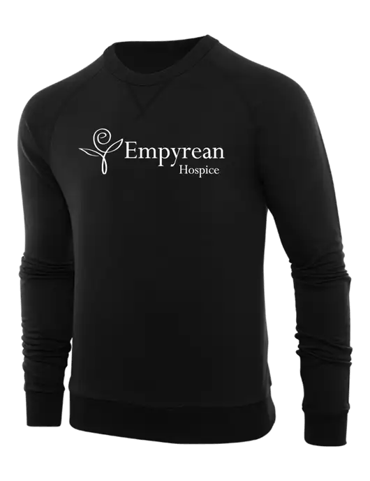 Allmade Deep Black Organic French Terry Crewneck Sweatshirt w/Empyrean Hospice Logo