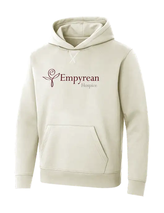 Allmade White Sand Organic French Terry Pullover Hoodie w/Empyrean Hospice Logo