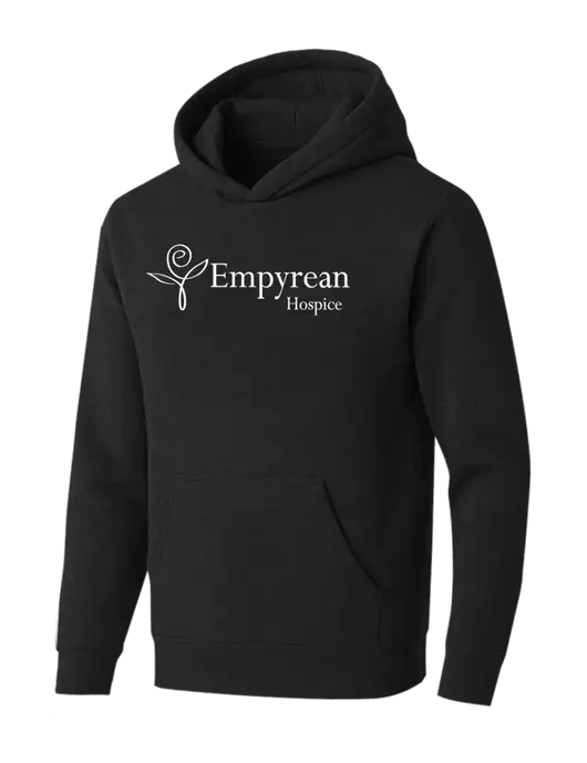 BELLA+CANVAS Black Heather Sponge Fleece Pullover Hoodie w/Empyrean Hospice Logo