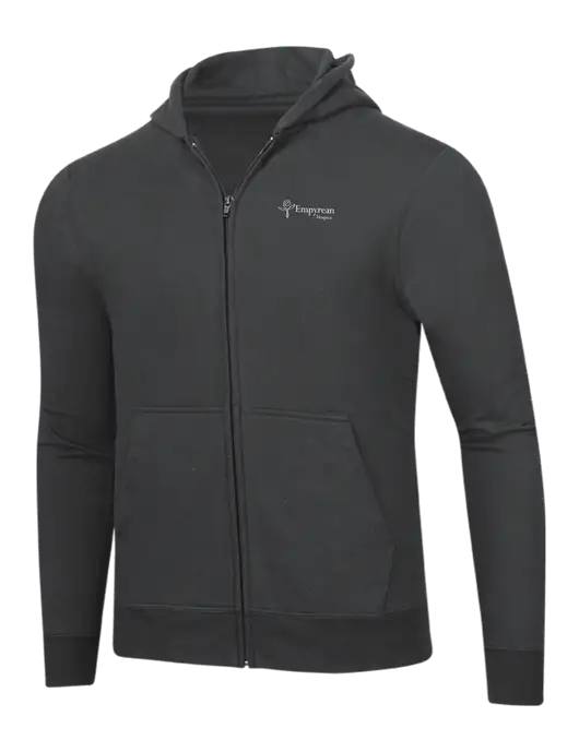 Charcoal 8.5 oz Ring Spun Zip Hooded Sweatshirt w/Empyrean Hospice Logo