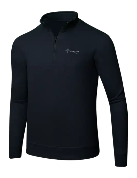 Jet Black 8.5 oz Ring Spun 1/4 Zip Pullover Sweatshirt w/Empyrean Hospice Logo