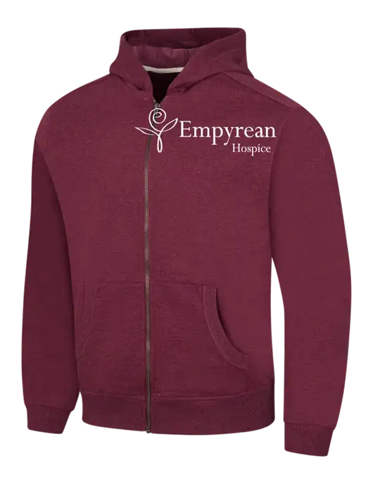Maroon Heather Re-Fleece Full-Zip Hoodie w/Empyrean Hospice Logo